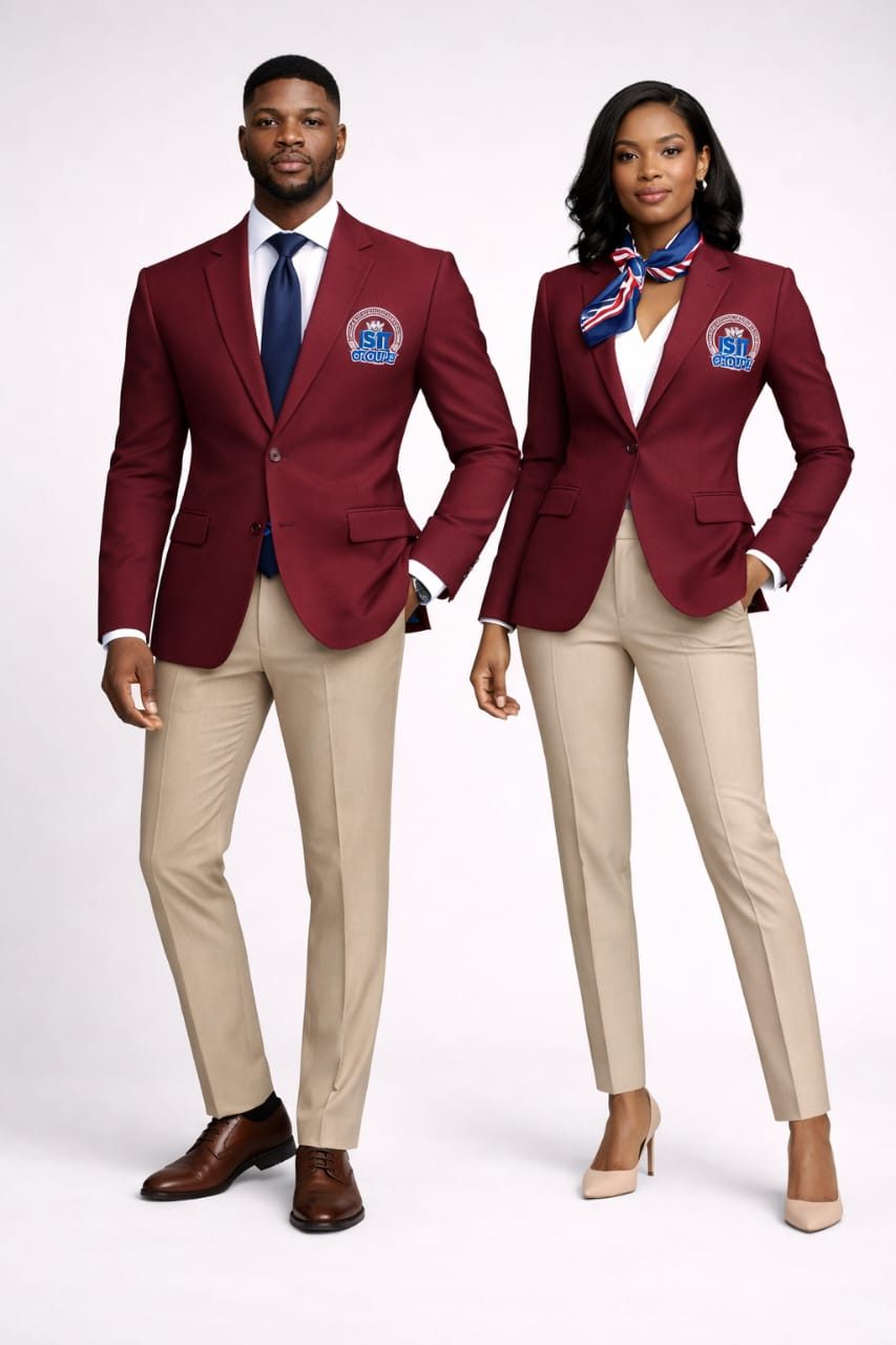 Tenue officielle ISIT : blazer bordeaux et pantalon beige